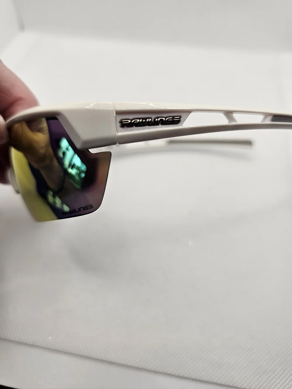 Rawlings Men's White Sport Sunglasses with Rainbow Mirrored Lens